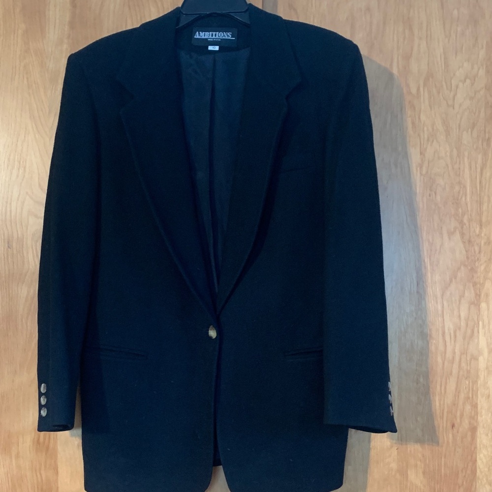 vintage 90s Ambitions 100% Wool Made in USA One Button Blazer sz 10